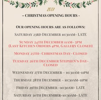Christmas Opening Hours 2017